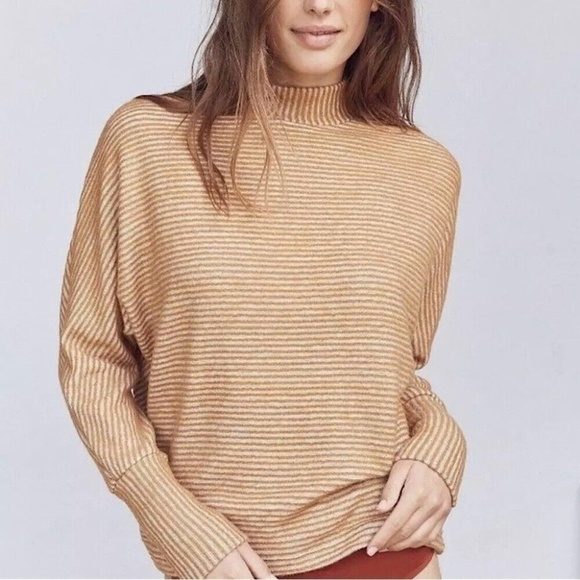 Urban Outfitters Out From Under Sweater - Orange Striped Mock Neck Knit - Size M - Picture 1 of 7